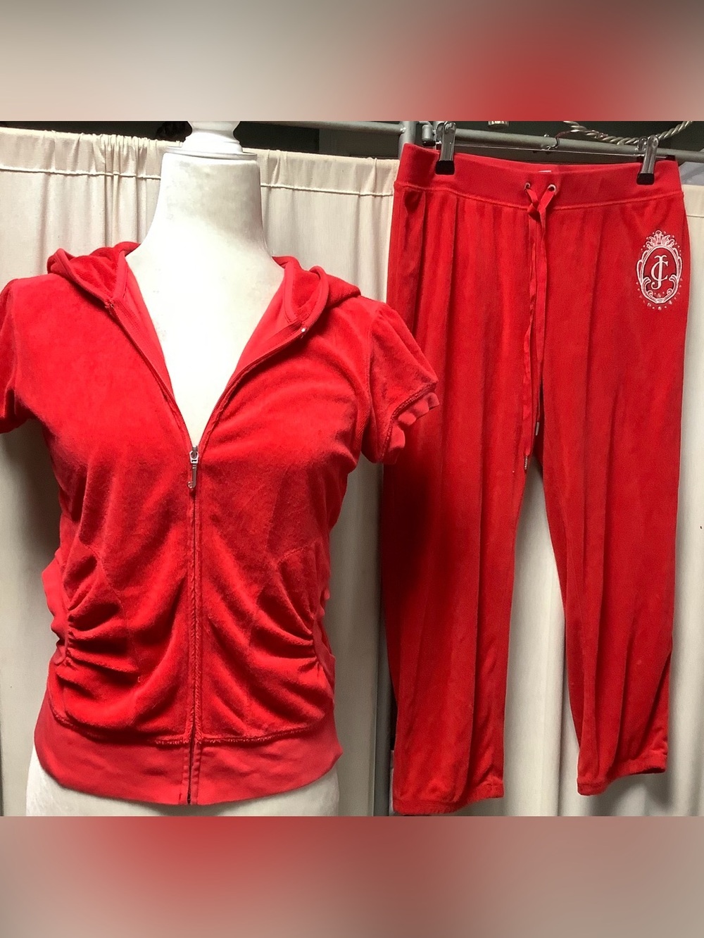 Juicy Couture Terry Zip Hoodie Lightweight Drawstring Capri Pants